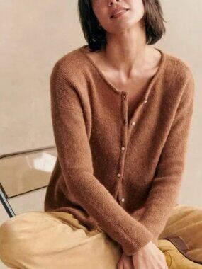 Sezane Gaspard cardigan camel/brown, size small